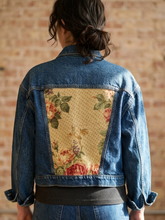 Load image into Gallery viewer, Reworked Denim Jacket - Geometric Floral M