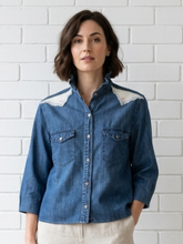 Load image into Gallery viewer, Ruffled Collar Blouse - cross stitch applique S