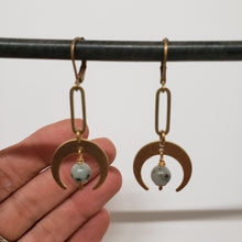 Load image into Gallery viewer, Crescent Moon Link Drop Earrings