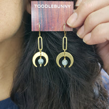 Load image into Gallery viewer, Crescent Moon Link Drop Earrings