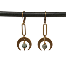 Load image into Gallery viewer, Crescent Moon Link Drop Earrings