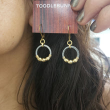 Load image into Gallery viewer, Petit Black Gold Trio Hoop Drop Earrings