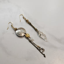 Load image into Gallery viewer, Asymmetric Crystal Quartz Charm Drop Earrings