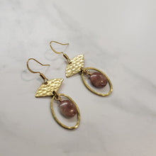 Load image into Gallery viewer, Petit Fan Sunstone Hoop Drop Earrings