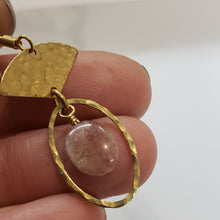 Load image into Gallery viewer, Petit Fan Sunstone Hoop Drop Earrings