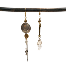 Load image into Gallery viewer, Asymmetric Crystal Quartz Charm Drop Earrings