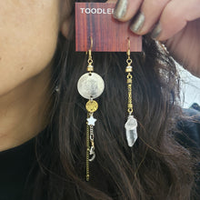 Load image into Gallery viewer, Asymmetric Crystal Quartz Charm Drop Earrings
