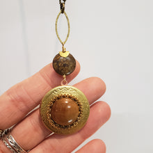 Load image into Gallery viewer, Round Vintage Locket Necklace - Bronzite and Wood