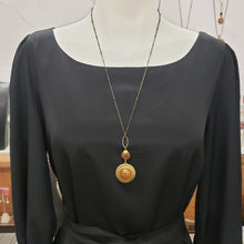 Load image into Gallery viewer, Round Vintage Locket Necklace - Bronzite and Wood
