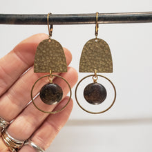 Load image into Gallery viewer, Domed Hammered Brass Modern Hoop Earrings - Bronzite