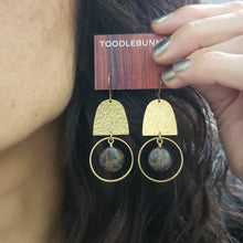 Load image into Gallery viewer, Domed Hammered Brass Modern Hoop Earrings - Bronzite