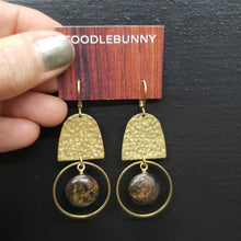 Load image into Gallery viewer, Domed Hammered Brass Modern Hoop Earrings - Bronzite