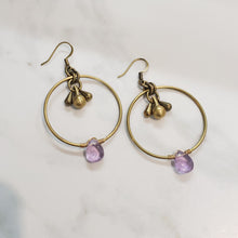 Load image into Gallery viewer, Modern Hoops Drop Earrings - Amethyst