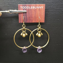 Load image into Gallery viewer, Modern Hoops Drop Earrings - Amethyst