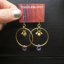 Load image into Gallery viewer, Modern Hoops Drop Earrings - Amethyst