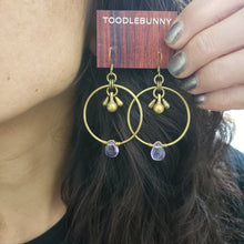 Load image into Gallery viewer, Modern Hoops Drop Earrings - Amethyst