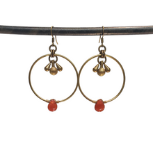 Load image into Gallery viewer, Modern Hoops Drop Earrings - Carnelian