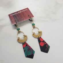 Load image into Gallery viewer, Curacao Geometric Brass Drop Earrings - Teal
