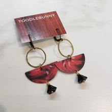 Load image into Gallery viewer, Abstract Tropical Fruit Tin Drop Earrings - Red Black