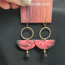 Load image into Gallery viewer, Abstract Tropical Fruit Tin Drop Earrings - Red Black