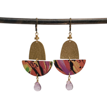 Load image into Gallery viewer, Abstract Tropical Fruit Tin Drop Earrings - Amethyst