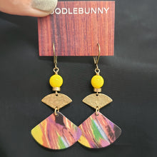 Load image into Gallery viewer, Abstract Tropical Fruit Tin Drop Earrings - Yellow