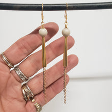 Load image into Gallery viewer, Stone Cone Duster Earrings - Riverstone