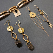 Load image into Gallery viewer, Pyrite Cube Drop Earrings