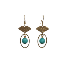 Load image into Gallery viewer, Petit Fan Hoop Earrings - Aqua Fire Agate