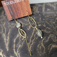 Load image into Gallery viewer, Asymmetric Smooth Labradorite Stone Drop Earrings