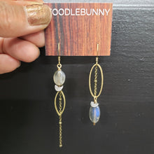 Load image into Gallery viewer, Asymmetric Smooth Labradorite Stone Drop Earrings