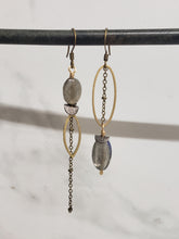 Load image into Gallery viewer, Asymmetric Smooth Labradorite Stone Drop Earrings
