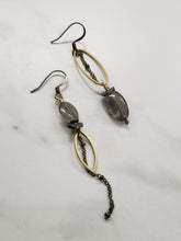 Load image into Gallery viewer, Asymmetric Smooth Labradorite Stone Drop Earrings