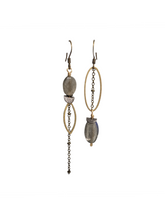 Load image into Gallery viewer, Asymmetric Smooth Labradorite Stone Drop Earrings