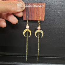 Load image into Gallery viewer, Crescent Moon Duster Earrings - Pink