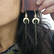 Load image into Gallery viewer, Crescent Moon Duster Earrings - Pink