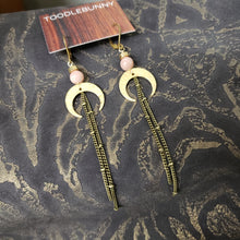 Load image into Gallery viewer, Crescent Moon Duster Earrings - Pink