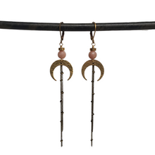 Load image into Gallery viewer, Crescent Moon Duster Earrings - Pink