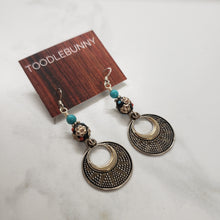 Load image into Gallery viewer, Boho Indian Hoop Drop Earrings Turquoise