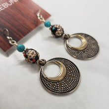 Load image into Gallery viewer, Boho Indian Hoop Drop Earrings Turquoise