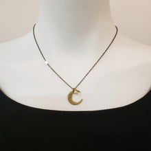 Load image into Gallery viewer, Crescent Moon and Star Necklace - White Pearl
