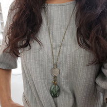 Load image into Gallery viewer, Kuchi Coin Green Snakeskin Jasper Stone Necklace