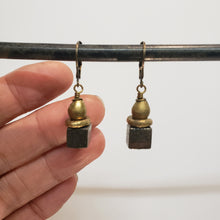 Load image into Gallery viewer, African Brass Drop Earrings - Pyrite