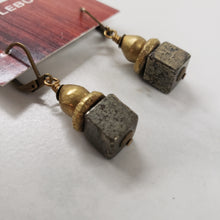 Load image into Gallery viewer, African Brass Drop Earrings - Pyrite