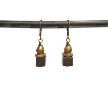 Load image into Gallery viewer, African Brass Drop Earrings - Pyrite