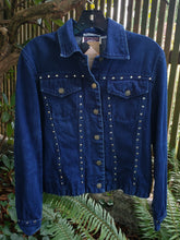 Load image into Gallery viewer, Reworked Denim Jacket - 90s Studded Pastel Aztec
