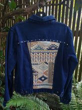 Load image into Gallery viewer, Reworked Denim Jacket - 90s Studded Pastel Aztec