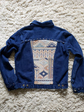 Load image into Gallery viewer, Reworked Denim Jacket - 90s Studded Pastel Aztec