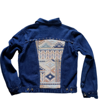 Load image into Gallery viewer, Reworked Denim Jacket - 90s Studded Pastel Aztec