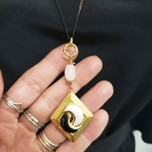 Load image into Gallery viewer, Vintage Diamond Locket Necklace - yinyang moon